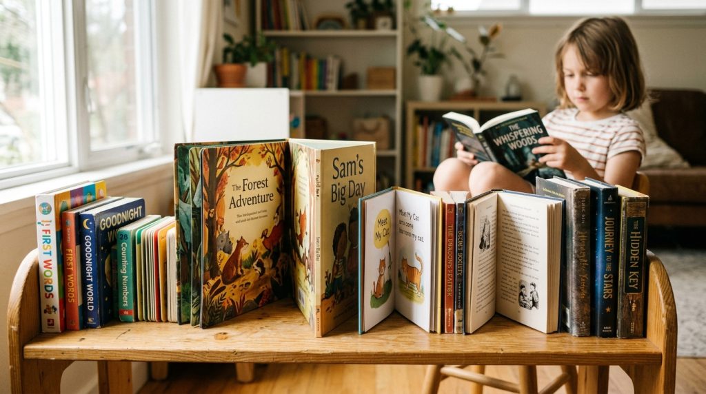 Children’s books representing different age and reading stages