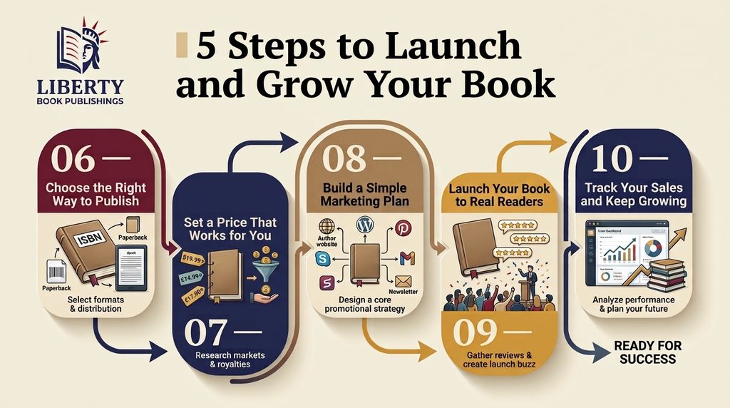 5 steps to launch and grow your book from publishing and pricing to marketing and sales growth