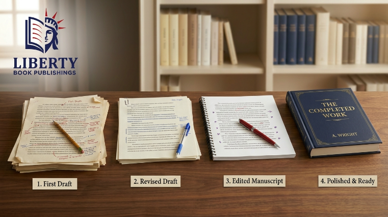 Manuscript editing stages from first draft to polished book